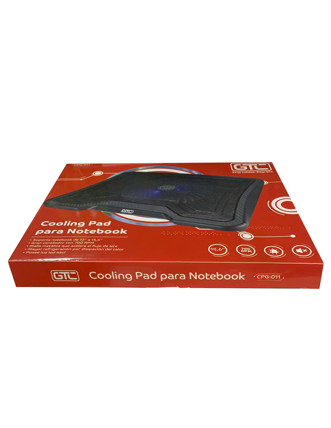 COOLING PAD PARA NOTEBOOK CON LUZ AZUL 12"-15,6" - GTC