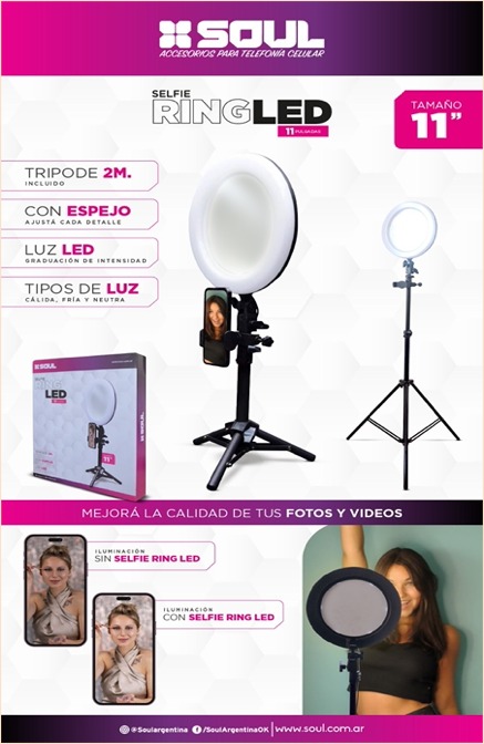 ARO LED  SELFIE 11 PULFGADAS C / TRIPODE -- SOULD