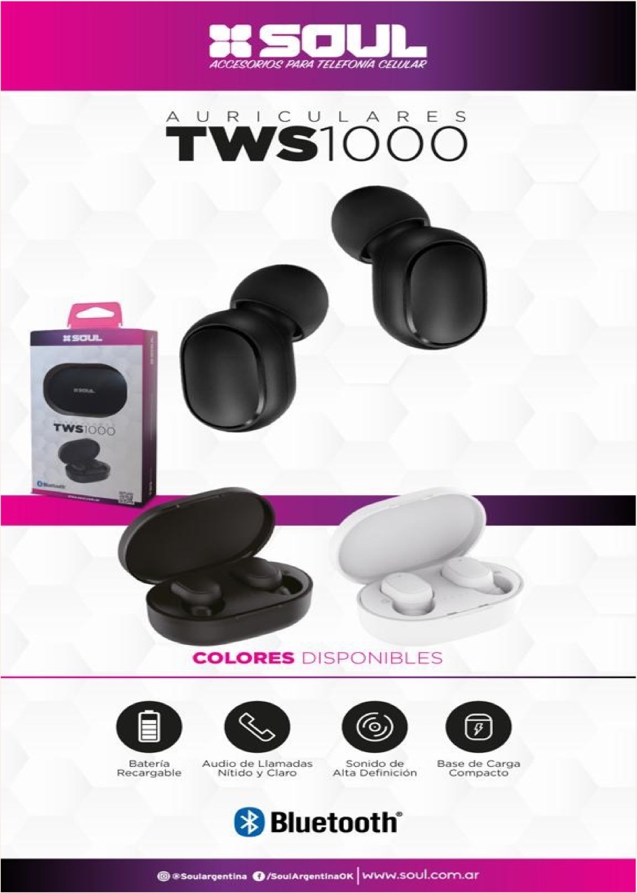 AURICULAR TWS 1000 NEGRO -- SOUL