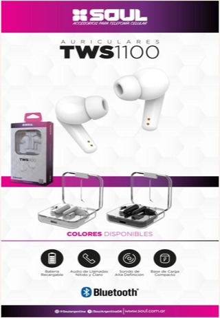 AURICULAR TWS 1100 NEGRO--SOUL